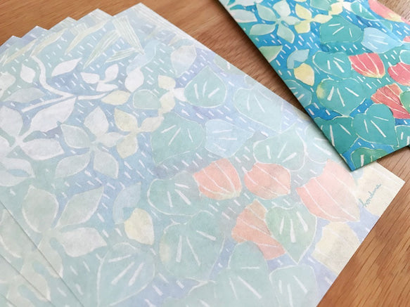 mariya arai / Letter Writing Set -Rain and Chinese lantern plant