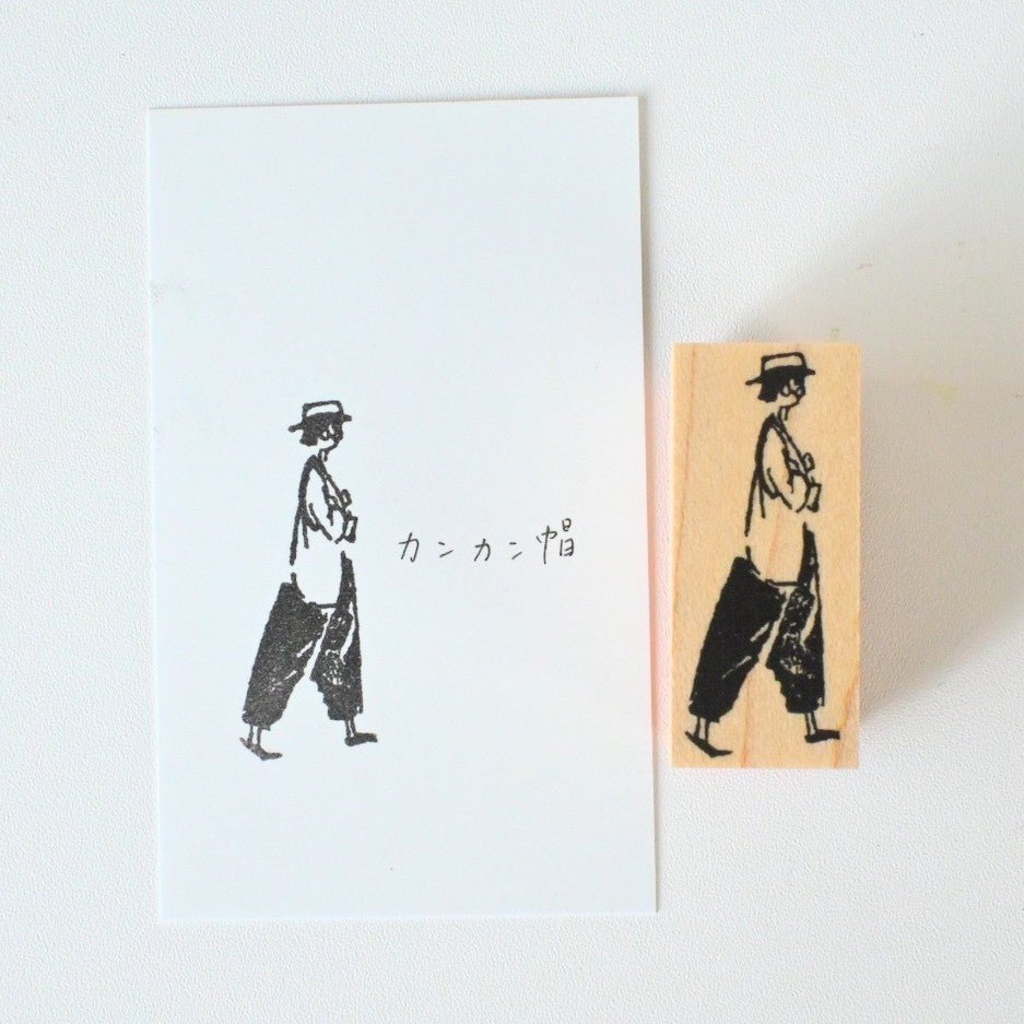 MA7stamp / Rubber Stamp -Fumiko wearing Boater Hat