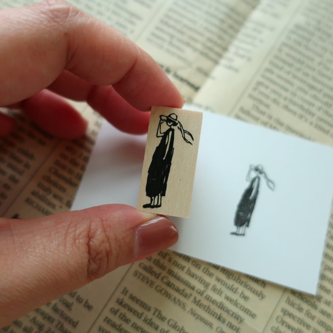 MA7stamp / Rubber Stamp -Fumiko wearing a straw hat