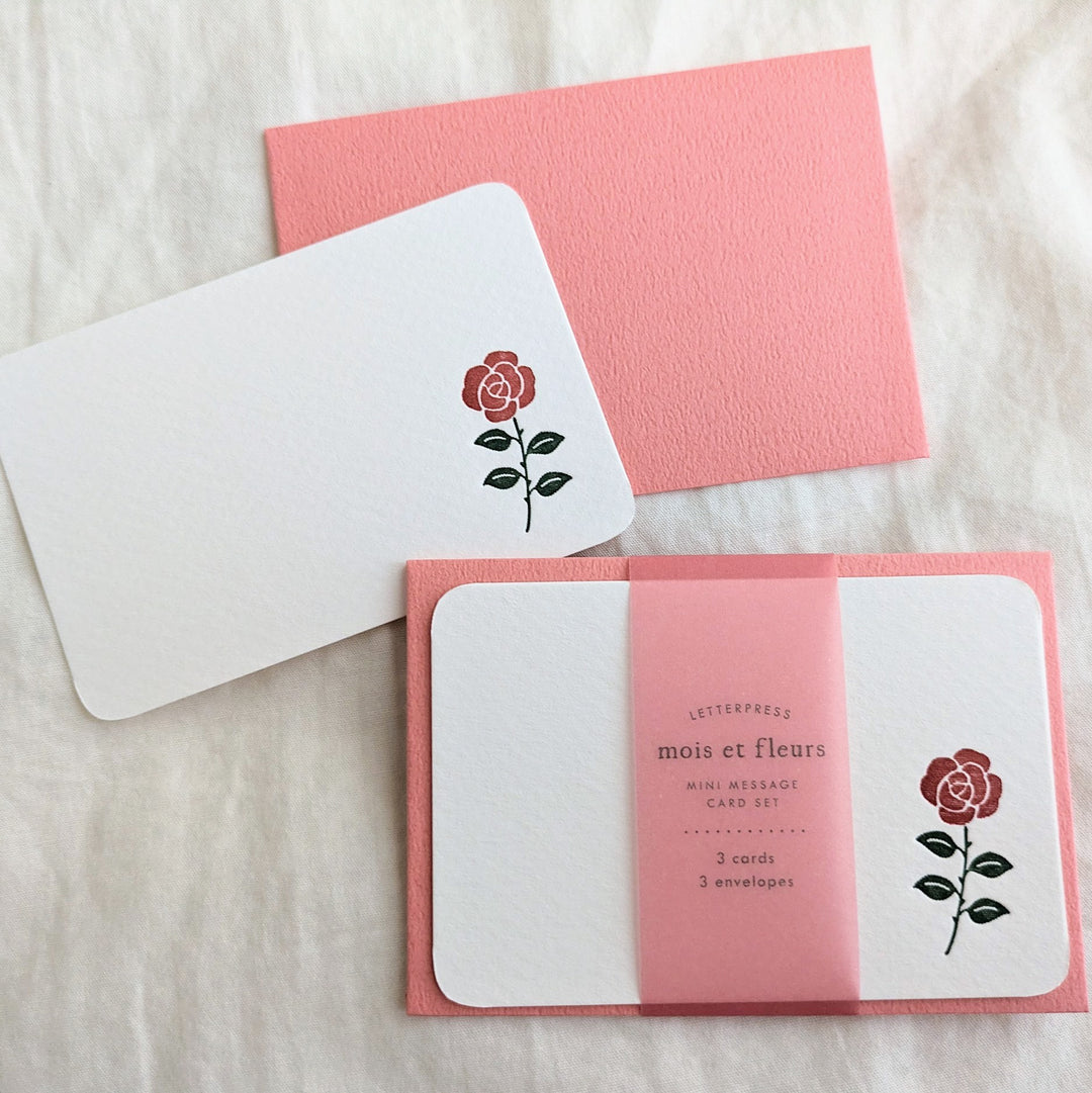 mois et fleurs / Mini Message Cards -rose MOF-110