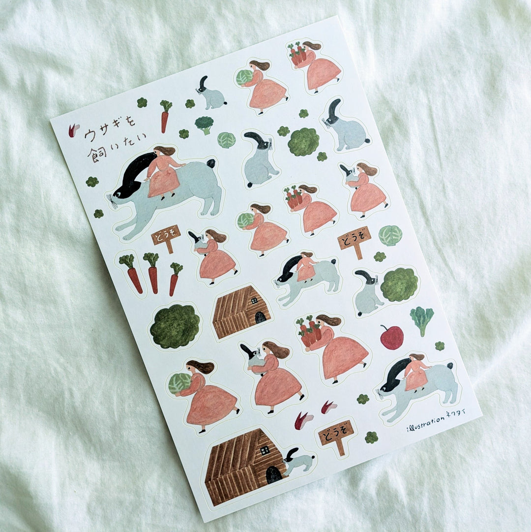 Necktie / Sticker Sheet -I want a Bunny