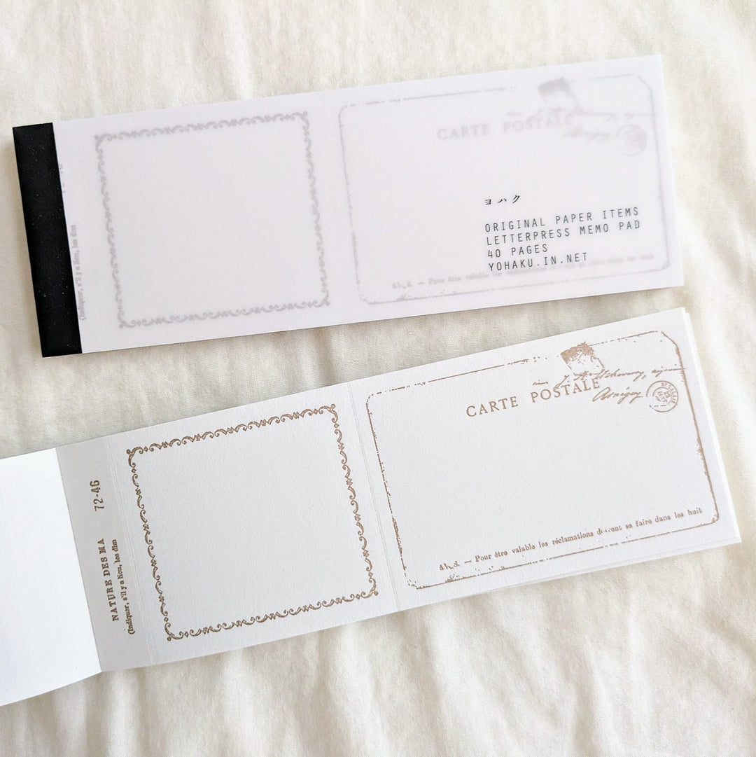 Yohaku Letterpress Ticket-Style Memo Pad -letter bronze M-145