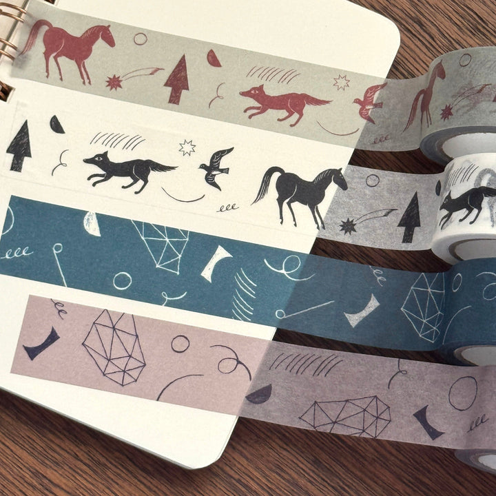 nishi shuku x mizushima / Washi Tape -During the night Gathering Brick red MT-YR-T-R