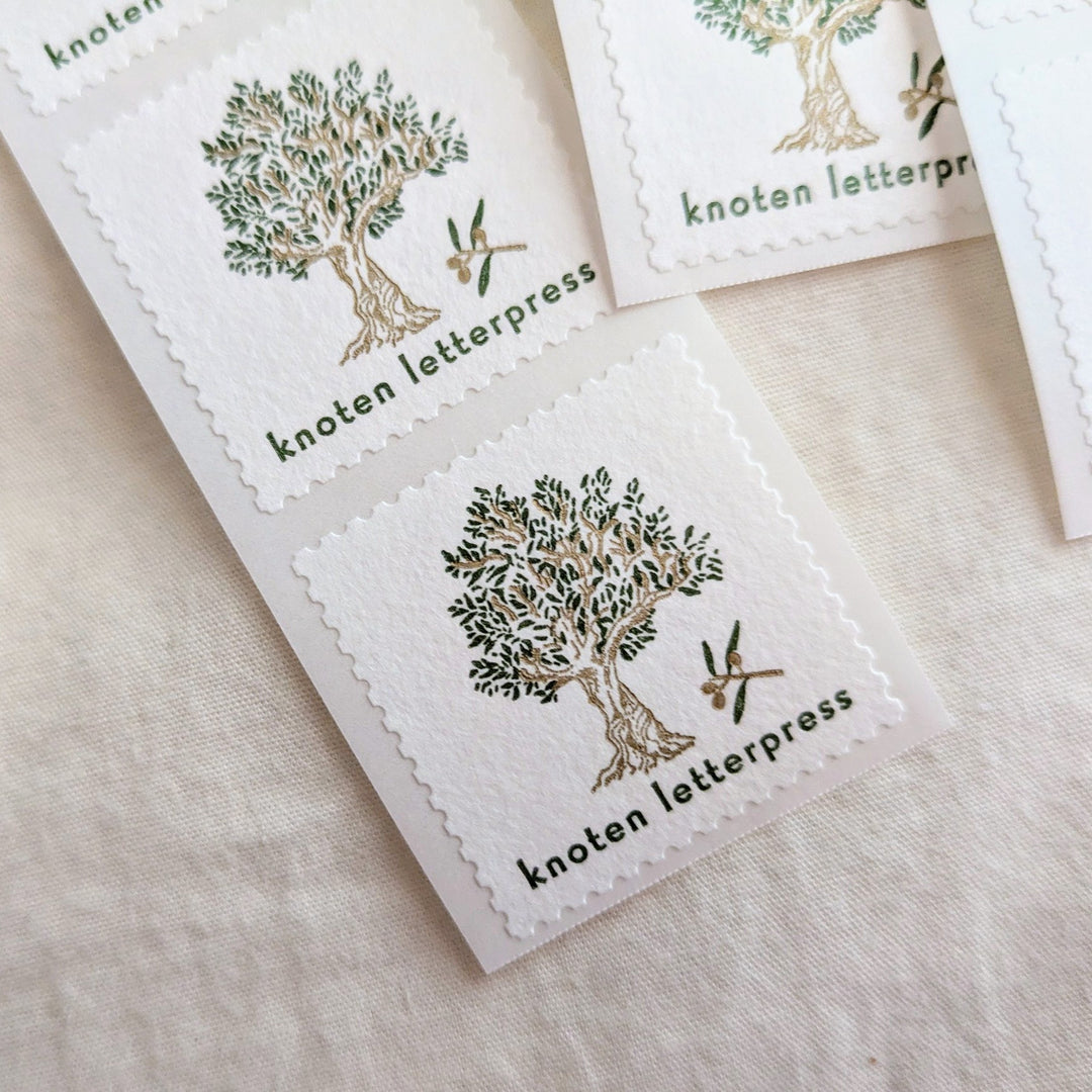 knoten letterpress / seal sticker -Olive