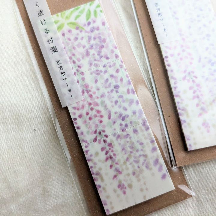 Pale transparent sticky note marker -Wisteria flower KAWAM101