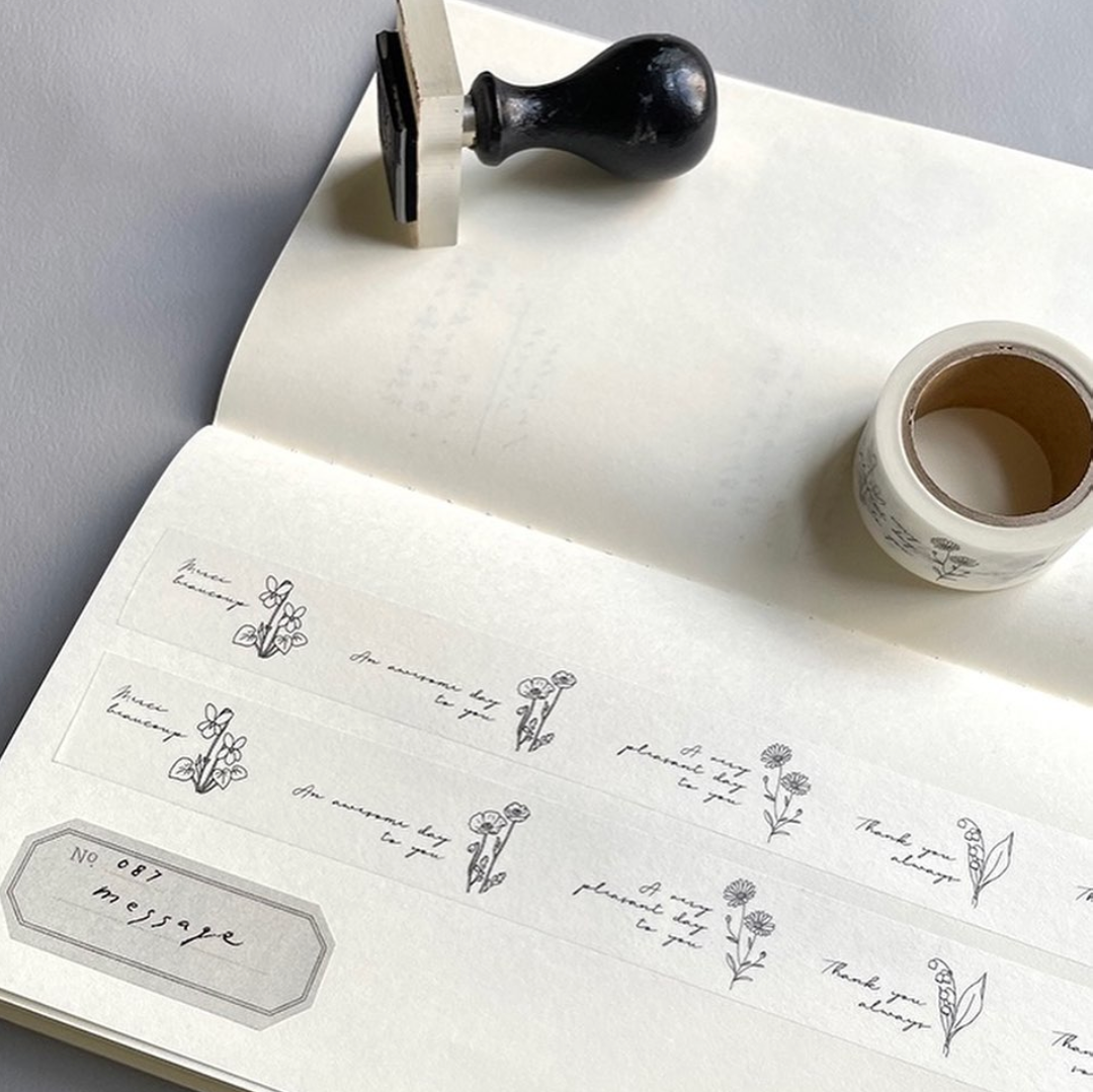 Washi tape -Labels Gray/White