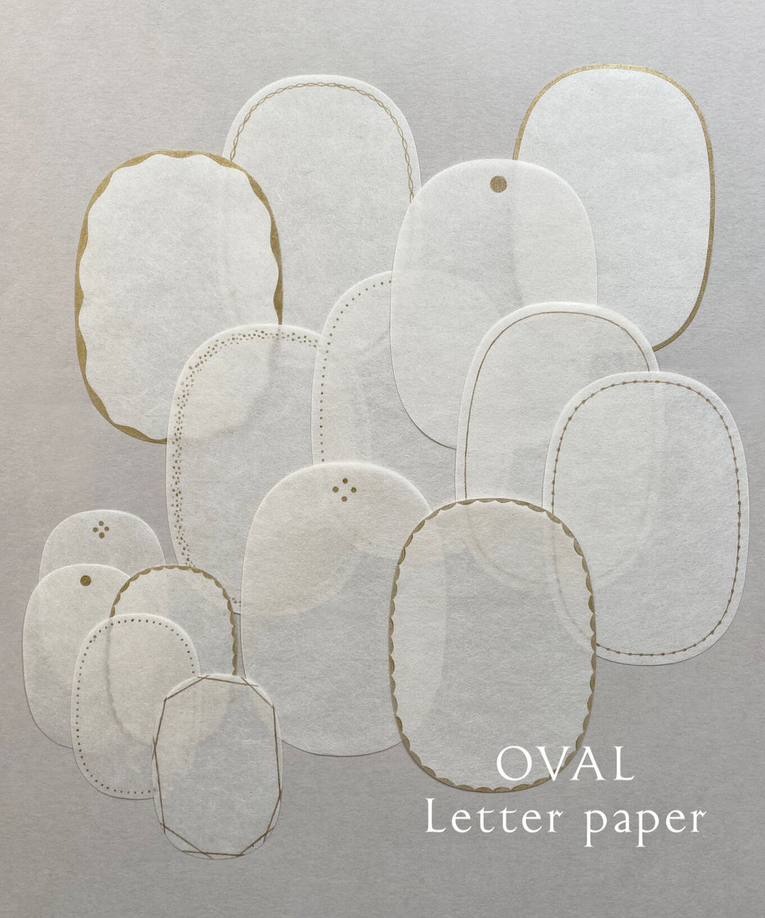 Letter Paper -Oval shaped Washi paper (10 Sheets + 5 Small Sheets)