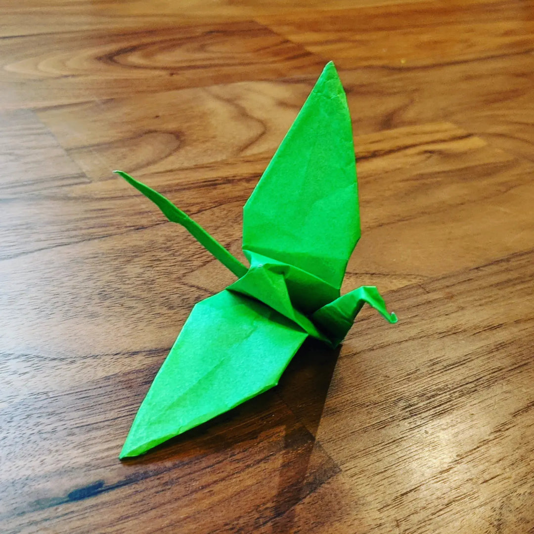 A crane my son made with origami.