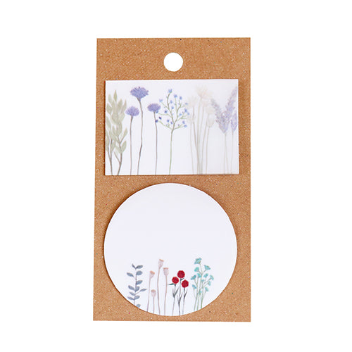 Pale transparent sticky note -dried flowers Rectangle and circle K-AWAD-1-04