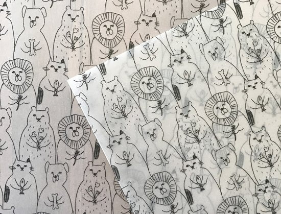 REGARO PAPIRO / Wrapping Paper -Tracing paper animal gift pattern [4 sheets}