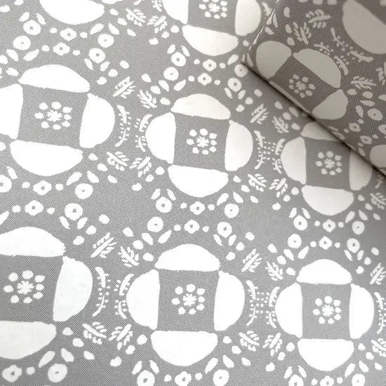 REGARO PAPIRO / Wrapping Paper -Tile-style floral pattern /Gray [5 sheets]