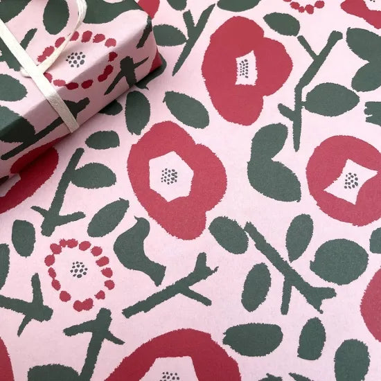 REGARO PAPIRO / Wrapping Paper -Camellia and birds /Pink [5 sheets]