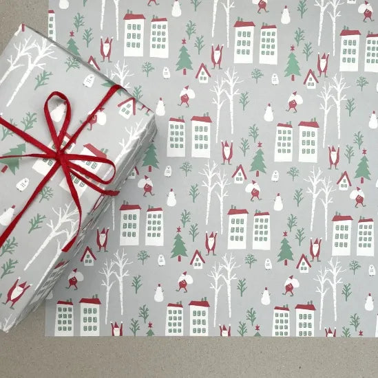 REGARO PAPIRO / Wrapping Paper -Santa Town [5 sheets]