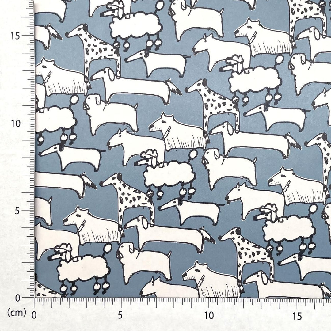 REGARO PAPIRO / Wrapping Paper -Bowwow! /Blue [5 sheets]