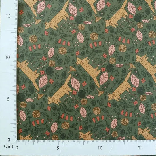 REGARO PAPIRO / Wrapping Paper -Acorn and Wild fox /Green [5 sheets]