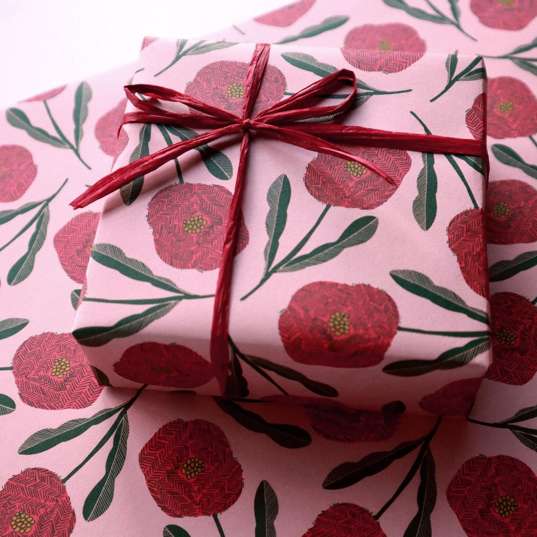 REGARO PAPIRO / Wrapping Paper -BLOOM /Red x Pink [5 sheets]