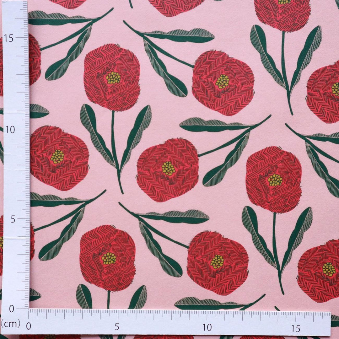 REGARO PAPIRO / Wrapping Paper -BLOOM /Red x Pink [5 sheets]