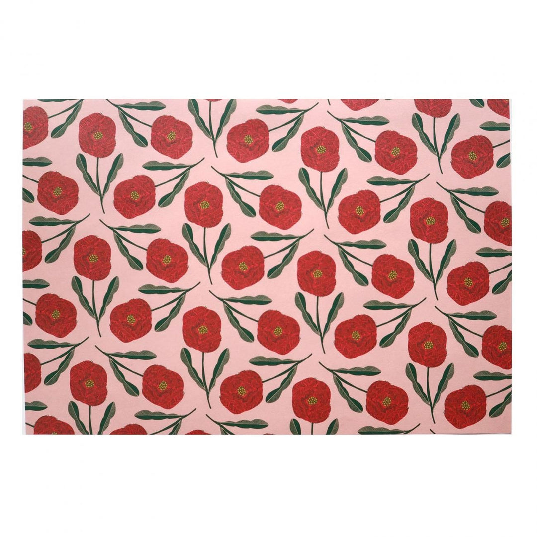 REGARO PAPIRO / Wrapping Paper -BLOOM /Red x Pink [5 sheets]