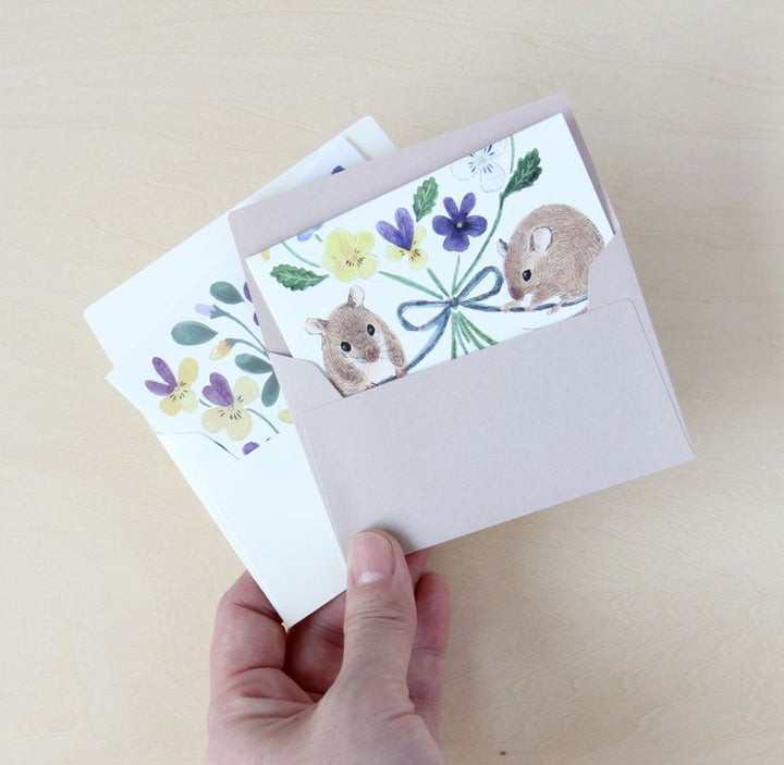 4legs / Mini letter writing set <Field mice and flowers >