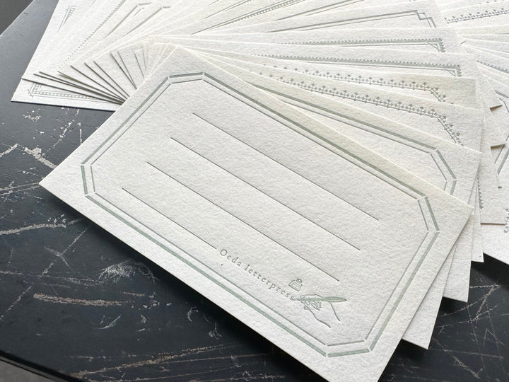 Limited Edition LETTERPRESS sticker set [ Sage green & Pale blue ]