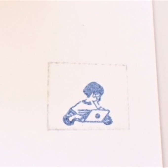 MA7stamp / Rubber Stamp -Fumiko working at her desk