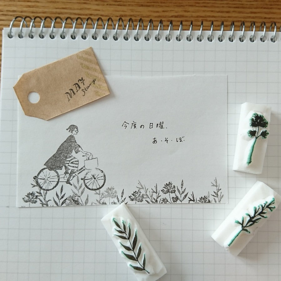 MA7stamp / Rubber Stamp -Fumiko on a bicycle