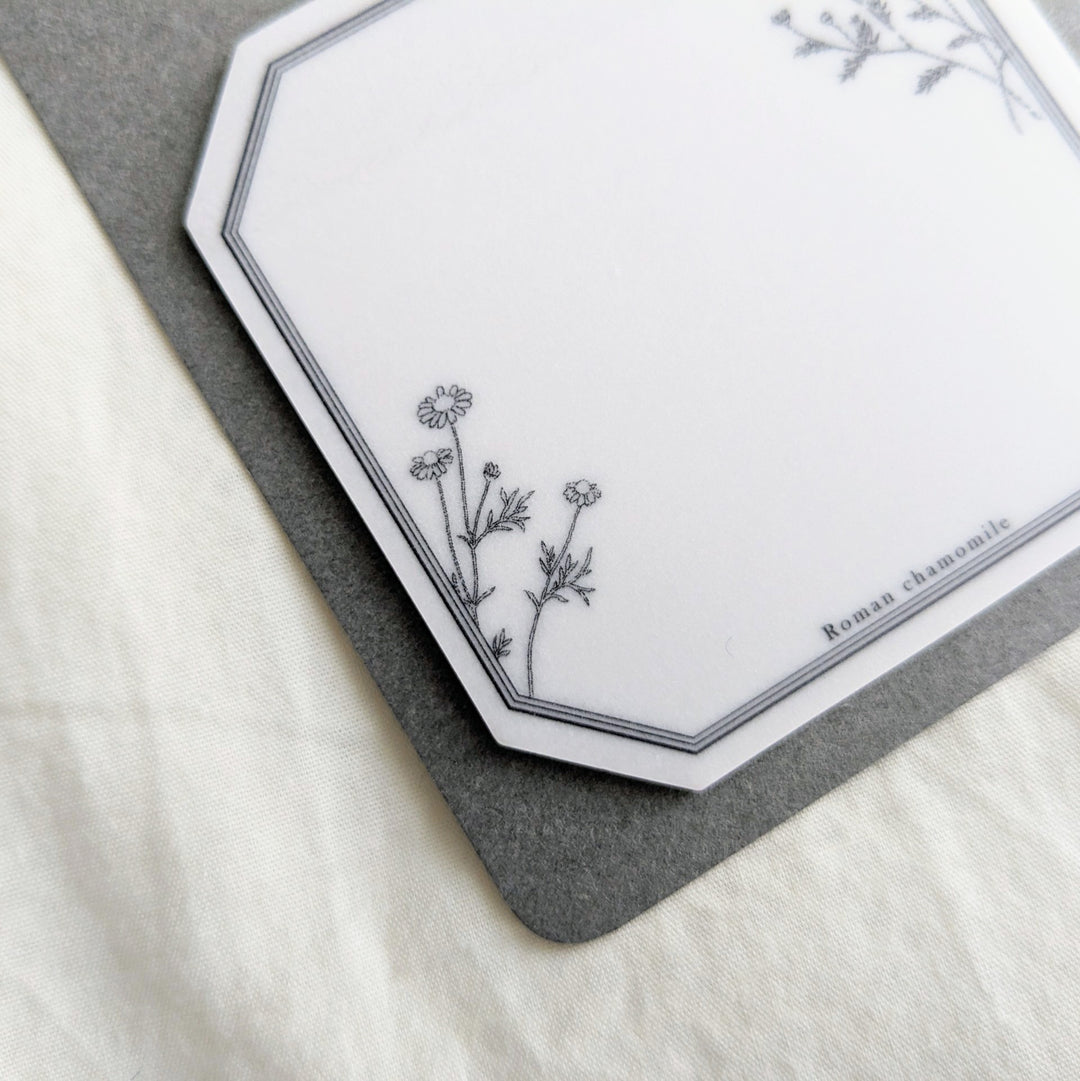 Die-cut transparent sticky note -Chamomile1/Chamomile2/Wreath/Olive
