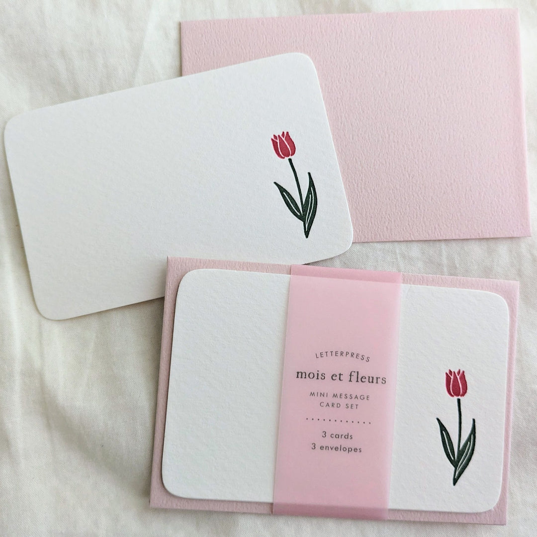 mois et fleurs / Mini Message Cards -tulip MOF-104