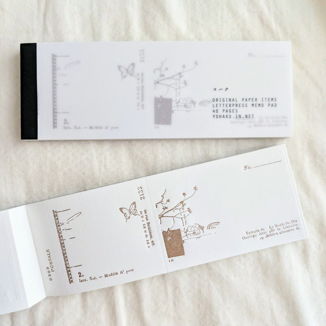 Yohaku Letterpress Ticket-Style Memo Pad -nostalgy bronze M-146