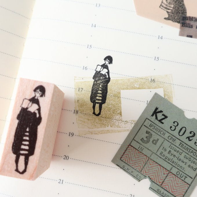 MA7stamp / Rubber Stamp -Bookworm Fumiko