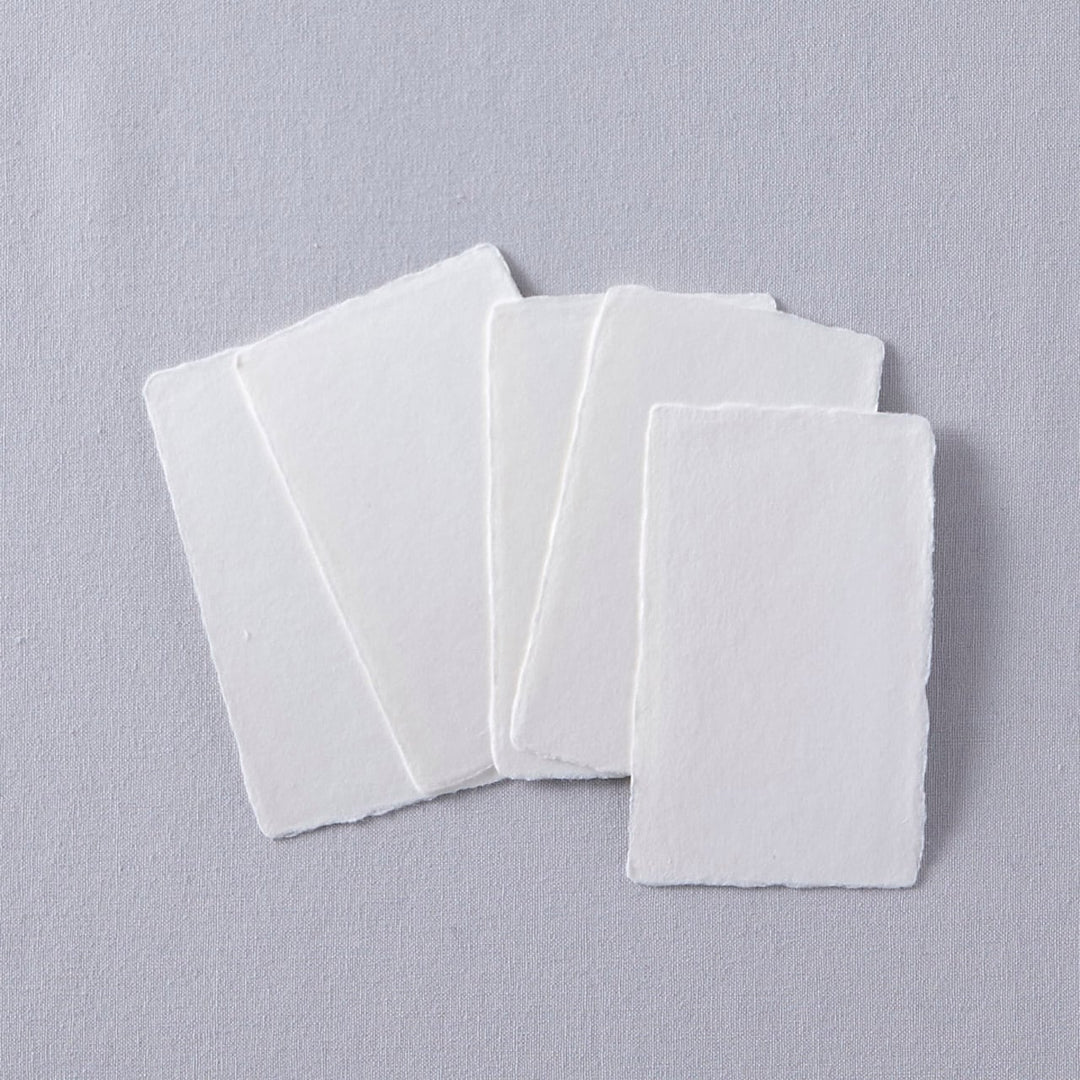 WACCA Handmade deckle edged washi paper card /WHITE BU12