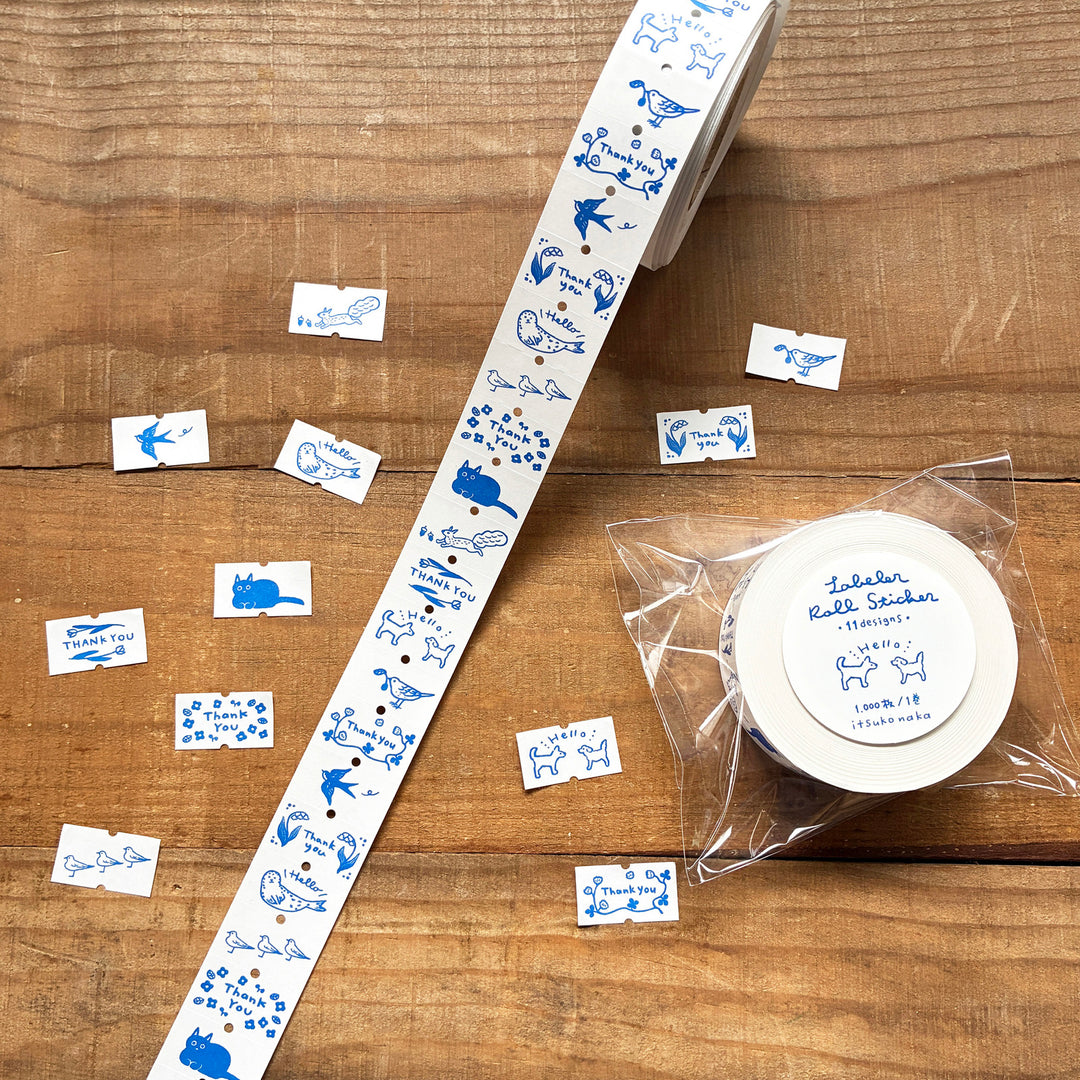 Itsuko Naka / Labeler Rolled sticker -Hello and Thank you