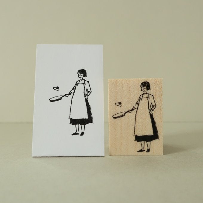 MA7stamp / Rubber Stamp -Fumiko with frying pan