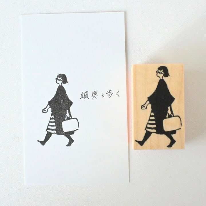 MA7stamp / Rubber Stamp -Fumiko walking briskly