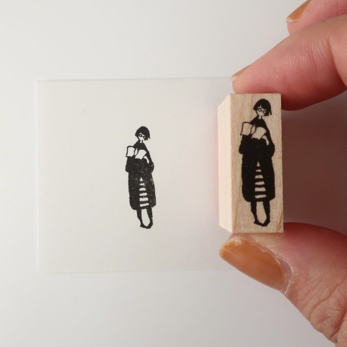 MA7stamp / Rubber Stamp -Bookworm Fumiko