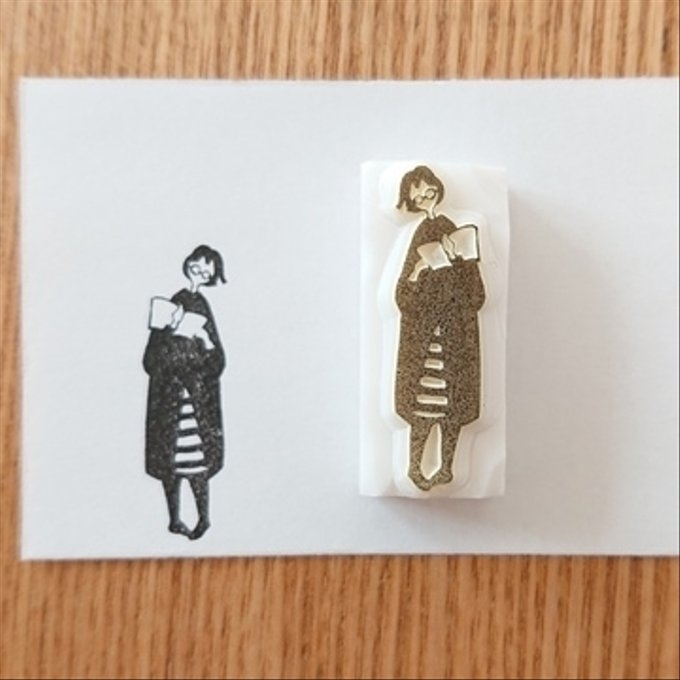 MA7stamp / Rubber Stamp -Bookworm Fumiko