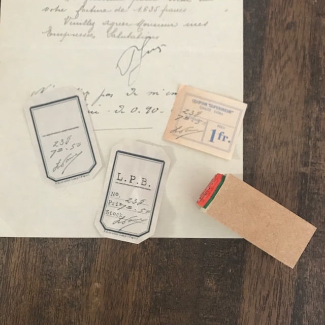 Lamp x Paperi Brocante / Original rubber stamp #1  (handwritten)
