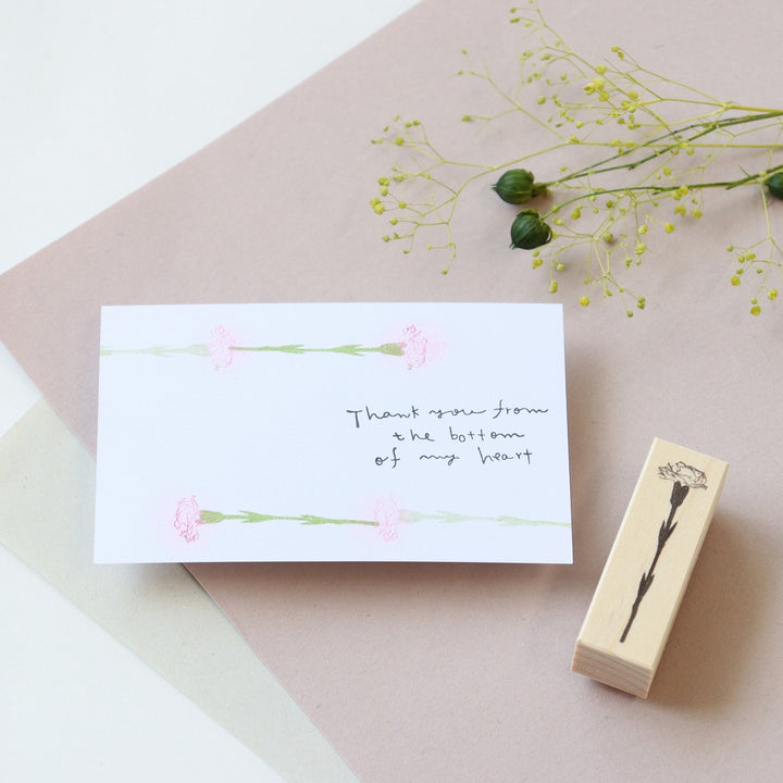 always smile... / Rubber Stamp -Carnation