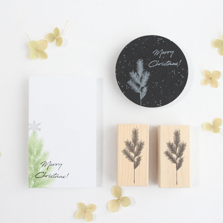 always smile.../ Rubber Stamp -Pine tree