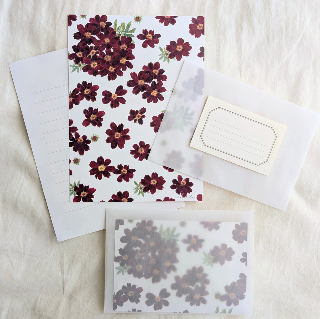 harukazeiro (吉田春香)/ Letter Writing Set -chocolate cosmos