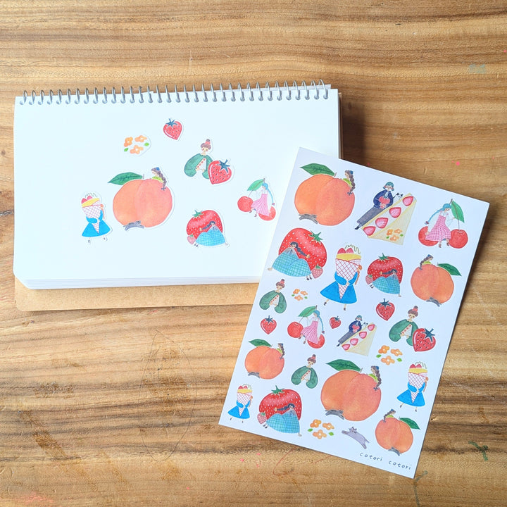 Cotori Cotori / Dicut Sticker -Peaches, strawberries, and girls