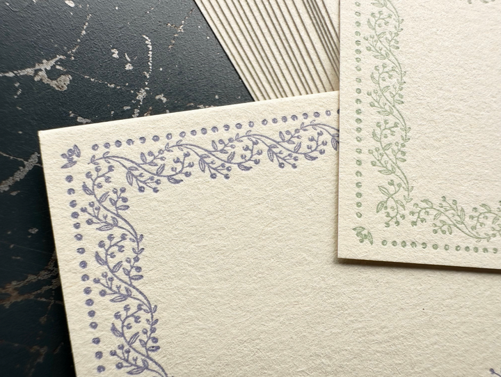 OEDA LETTERPRESS / Limited Edition Memo card 'VINE' Limited color -Lavender&Sage
