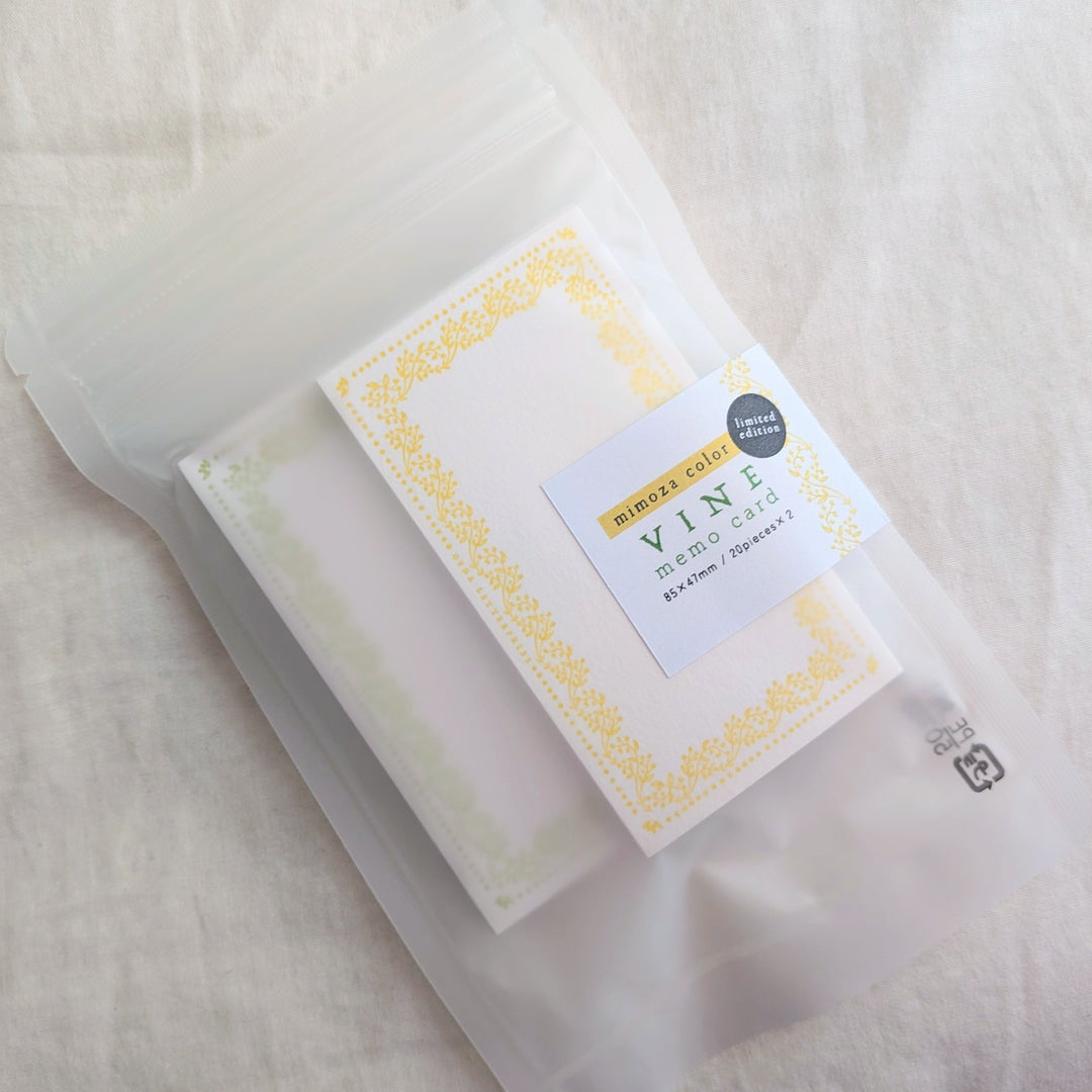 OEDA LETTERPRESS / Limited Edition Memo card 'VINE' Limited color -Mimosa color