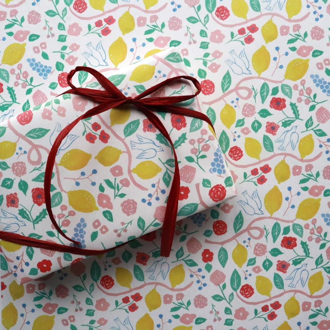 REGARO PAPIRO / Wrapping Paper -Harvest Pattern - White /5 sheets