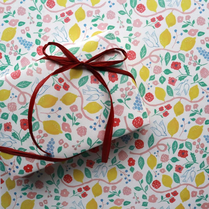 REGARO PAPIRO / Wrapping Paper -Harvest Pattern - White /5 sheets
