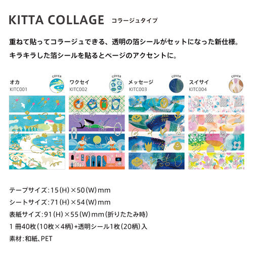 HITOTOKI / Washi Tape KITTA Collage (Silver foil)-Planet KITC002