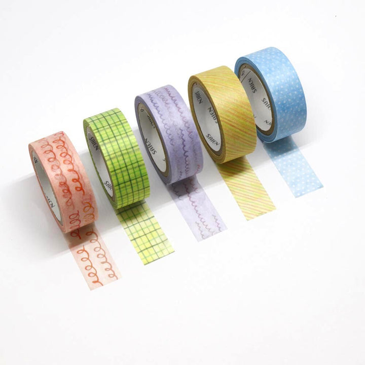 Miki Tamura / 5-Color Torn Washi Tape Art Set -Pattern