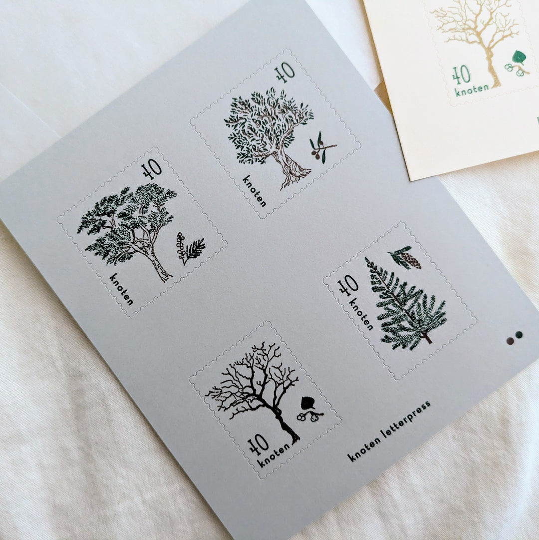 knoten letterpress / Stamp-style sticker -Trees