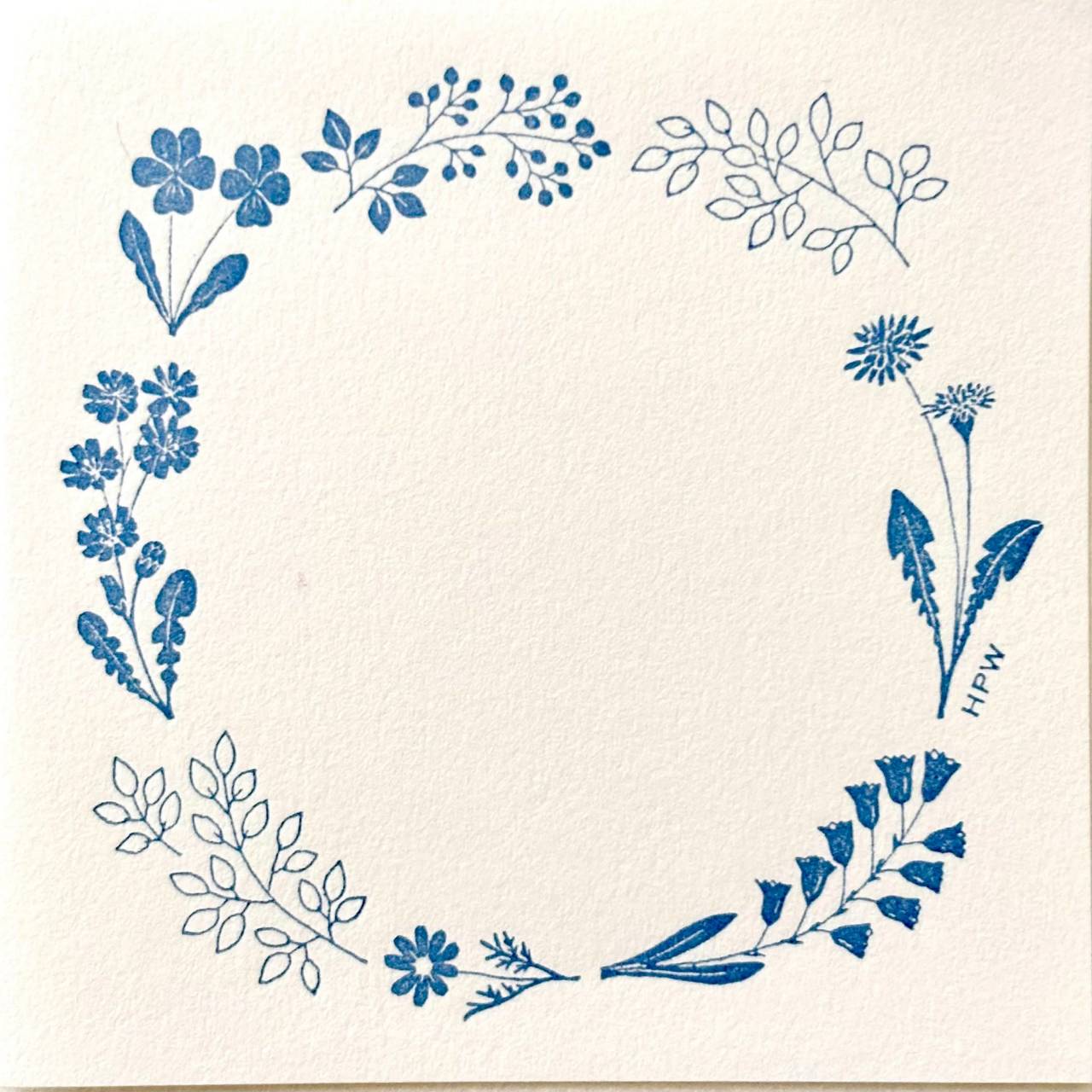 Hutte Paper Works /  Letterpress Memo Pad -wreath BL HPM-027