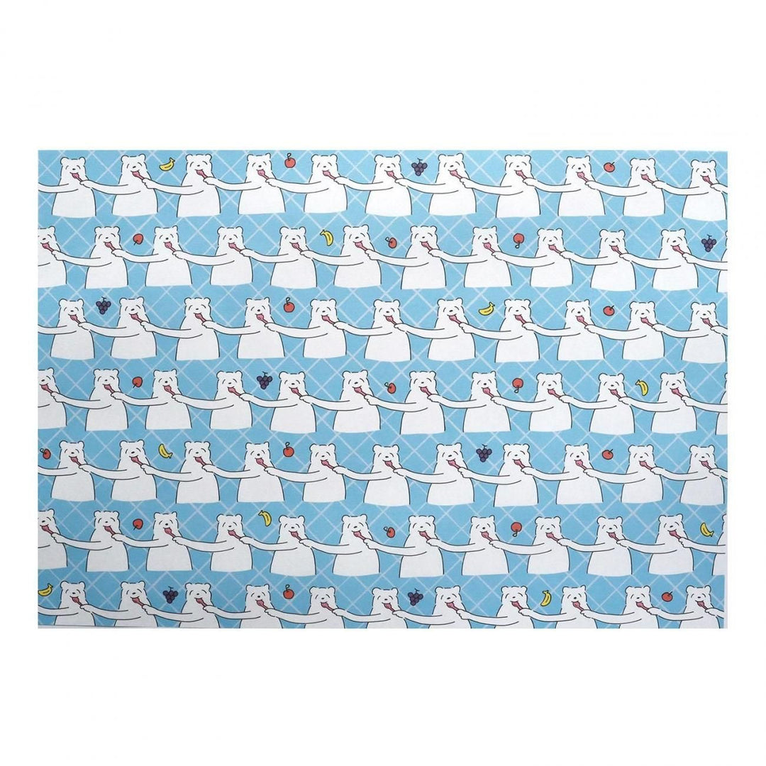 REGARO PAPIRO / Wrapping Paper -Yum Yum Bear Pattern - Blue /5 sheets